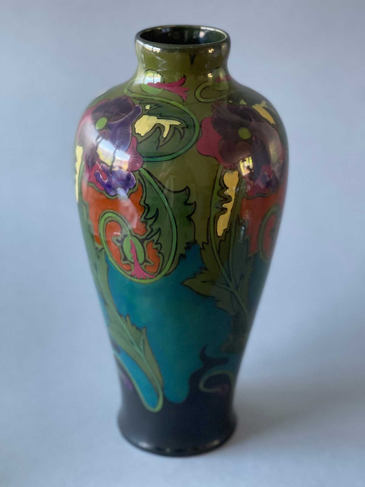 Getalenteerd via oor Gouda Pottery Vase 31 cm or 12 inch Decorated with Violets from 1907 -  Dutch Art Nouveau Pottery
